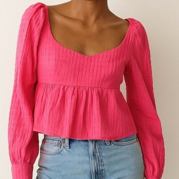 Anthropologie | WAYF (Where Are You From) | Small | Pink Textured Blouse - Picture 1 of 7